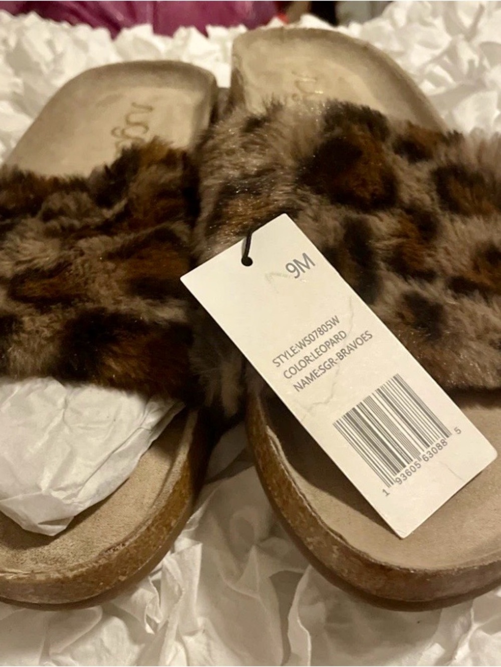 Sugar Leopard Faux Fur Slide Sandals - Brown